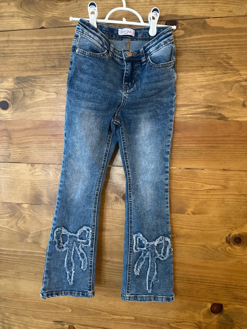 Girls' Blue Embroidered Bow Flare Jeans - DNM DVA